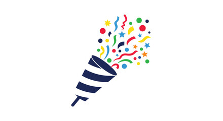 A colorful party horn shooting confetti into the air celebrating joy © msunny93