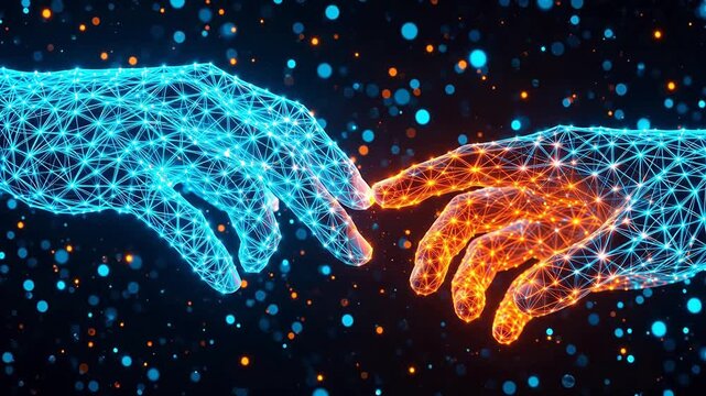 Two glowing hands reaching out