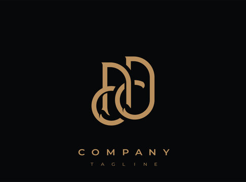 Elegant gold dd logo design on transparent background for company branding
