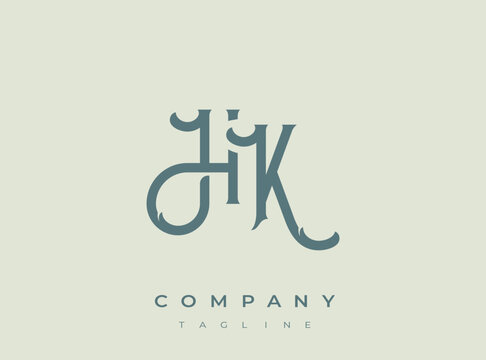Elegant hk monogram logo template design for company branding purposes