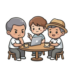 Three Men Discussing Ideas at a Cafe