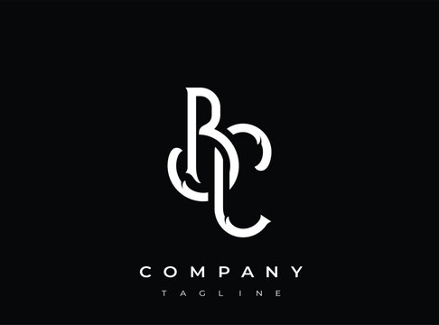 Elegant white logo design template with letter bc on transparent background