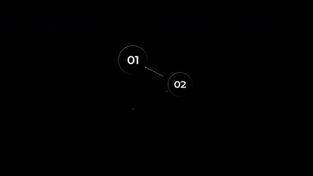 number bullet points of list diagram, infographic element loop Animation video transparent background with alpha channel.