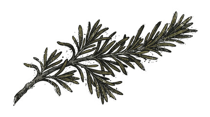 Rosemary herb sprig, hand-drawn illustration