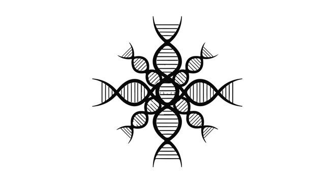 Intricate snowflake-like DNA helix pattern symbolizing life and science
