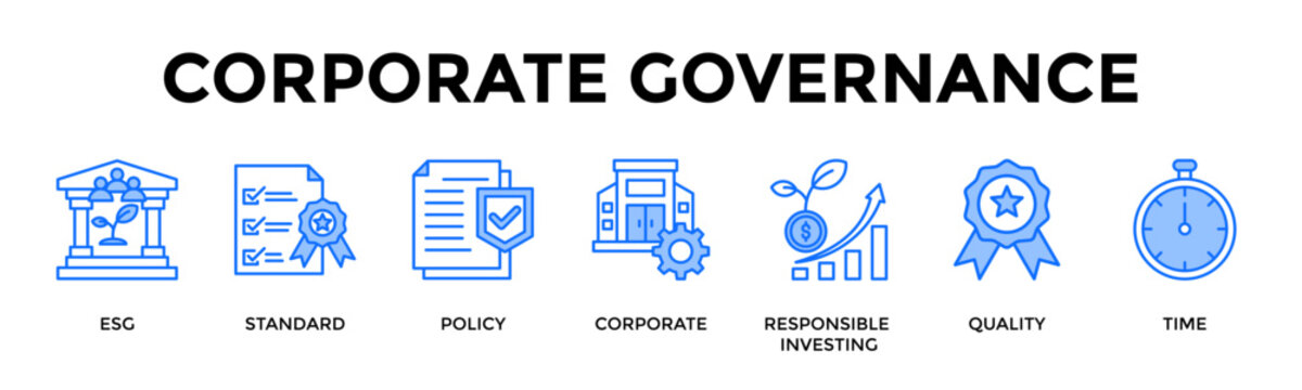 Corporate Governance Icon Set Collection Pack Banner Web Vector Illustration  Concept Containing Ensure Ethical Governance And Long Term Corporate Value Protection