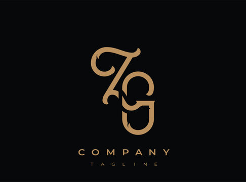 Luxury company logo template with golden monogram initials