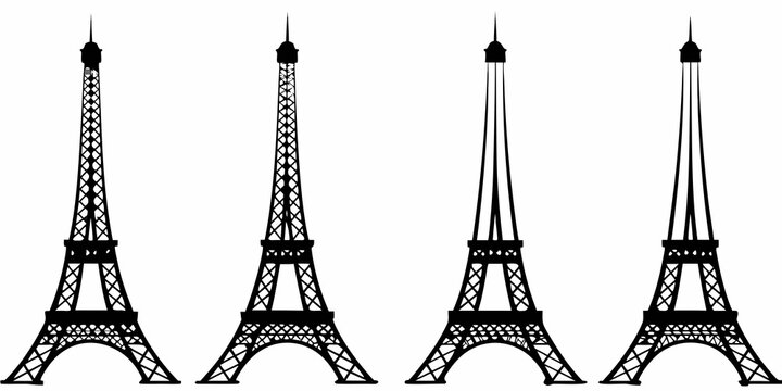Four silhouetted eiffel towers displayed in a repeating pattern