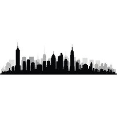 Fototapeta premium A striking black silhouette of a dense urban city skyline