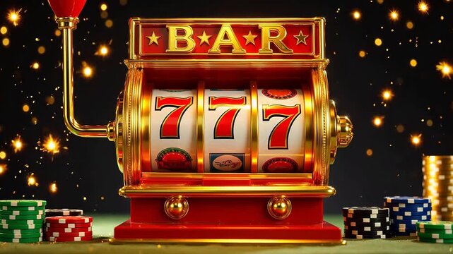 Golden slot machine with lucky sevens