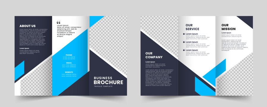 Business corporate trifold brochure layout. Modern tri fold brochure template design. Vector