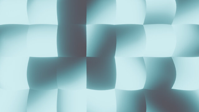 Flowing Teal and White Wavy Padded Grid Geometric Background