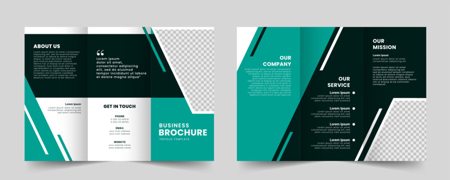 Business corporate trifold brochure layout. Modern tri fold brochure template design. Vector