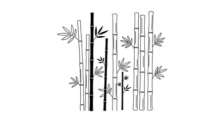 Bamboo stalks and leaves illustration. © fadli