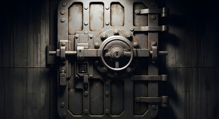 Secure vault door with intricate locking mechanism, symbolizing safety and financial security for valuable assets and confidential information