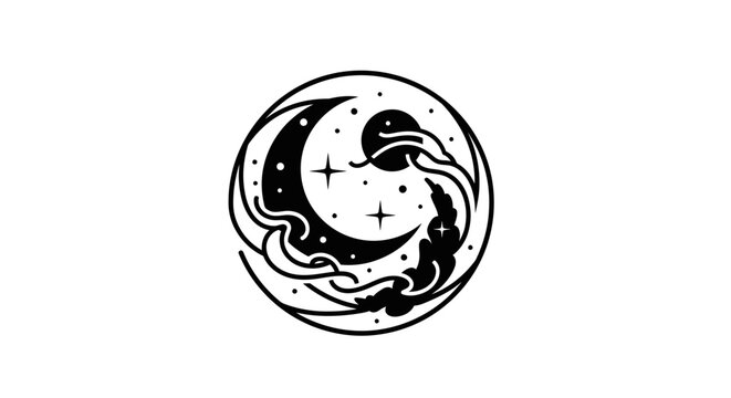 Black and white moon phase symbol.