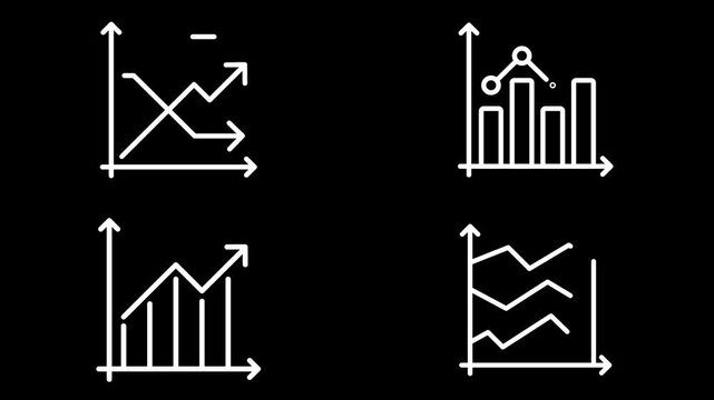 Horizontal Bar Chart Gantt Diagram and Candlestick Trading Animation Overlay 4K