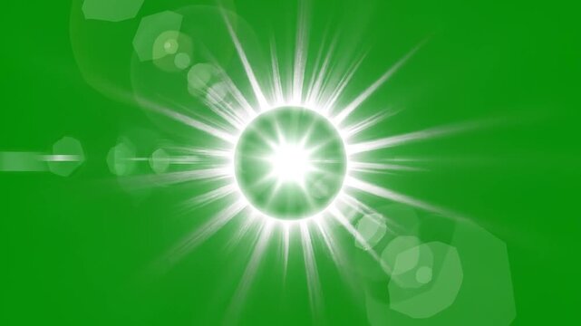 Central Glowing Sun Sphere with Radial Light Rays Animation