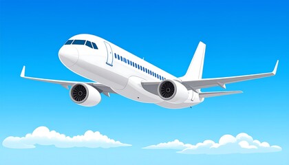 Fototapeta premium White jet plane in blue sky