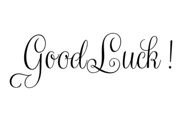 Good Luck ! - 手書き風の書体で書いたGood Luck !（グッドラック！）の文字のロゴマーク、カリグラフィー
