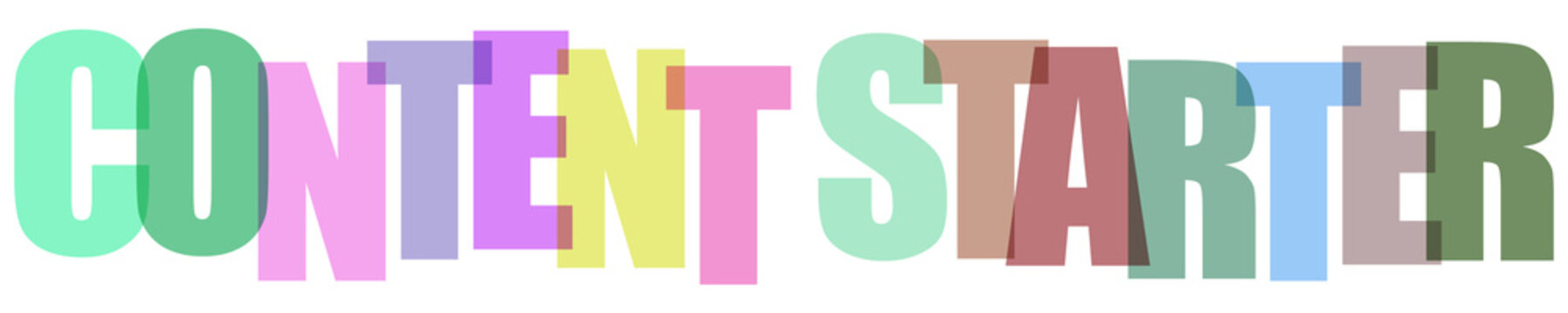 Vibrant 'CONTENT STARTER' text in colorful 3D block letters, ideal for marketing, social media, and educational content creation concepts on a clean white background.