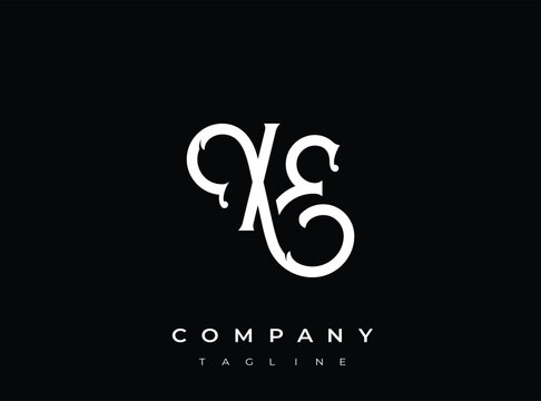 Monogram xe logo template design with elegant white typography