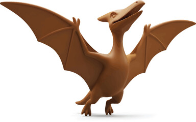 Brown Pterodactyl Standing Isolated on White Background © Kashif