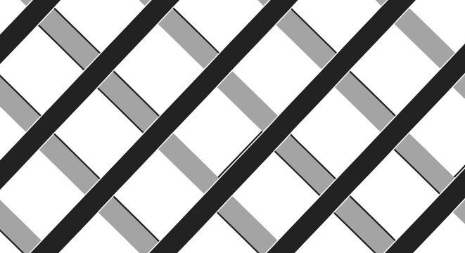 Modern Geometric Pattern with Intersecting Black and Gray Stripes on White Background