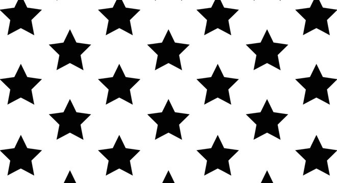 Seamless Black Star Pattern on White Background