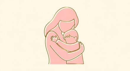Mother holding newborn baby close in warm embrace with love and care on a soft background