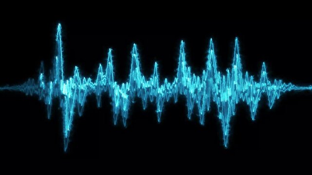 Abstract Blue Neon Glowing Electric Pulse Zigzag Wave Sound Frequency Motion Graphic Background Animation