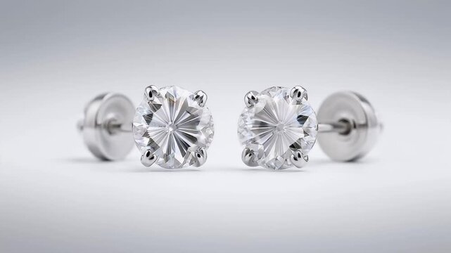 Elegant round brilliant cut diamond stud earrings with a minimalist design