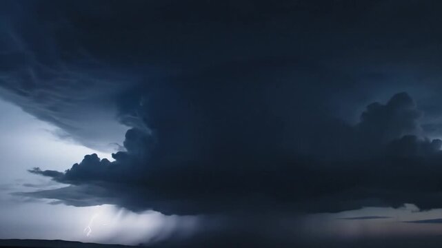Dramatic storm clouds with lightning strikes