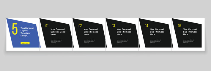 Instagram carousel template layout design for five tips sharing on social media. LinkedIn carousel banner design vector template © Mina Market
