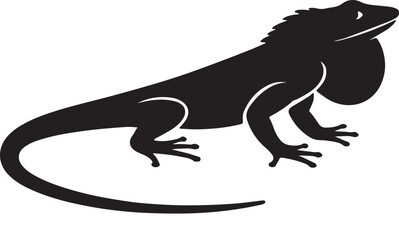 Fototapeta premium Black silhouette of a lizard with a spiky back and long tail standing still