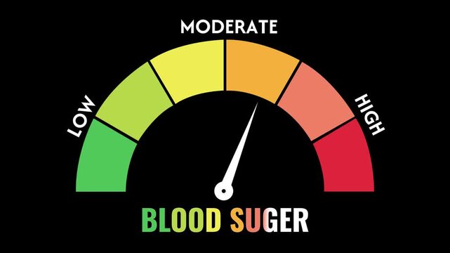 Blood Sugar Level Gauge Meter Animation &ndash; Diabetes Glucose Risk Indicator Chart 4K