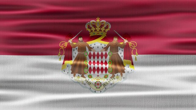 Monaco flag waving in the wind with high quality fabric texture