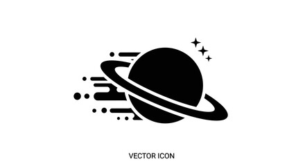 Black Planet Icon With Ring. © yanto