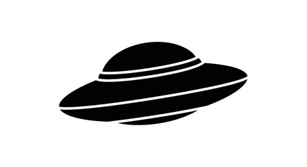 Black silhouette of a flying saucer. © yanto