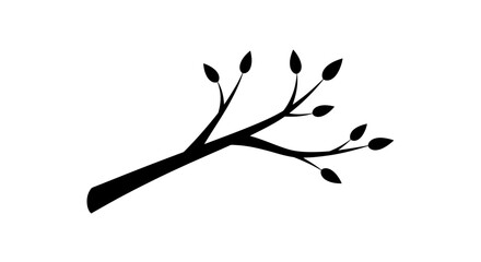 Black silhouette of a tree branch. © yanto