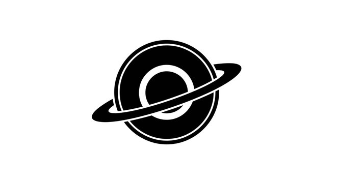 Black Saturn Planet Logo Icon.