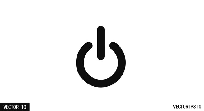 Black power button icon symbol.