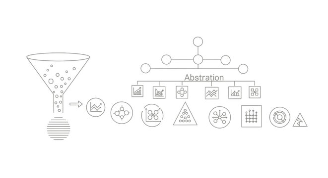 Business process management funnel illustration.