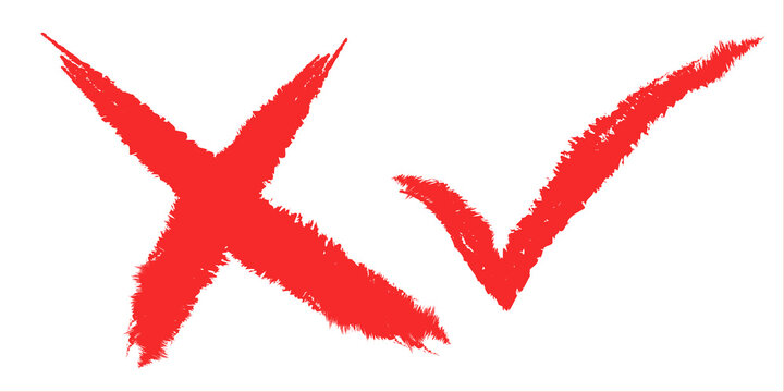 Red x and checkmark symbols on white background