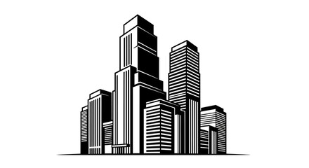 Obraz premium Modern city skyscrapers in black.