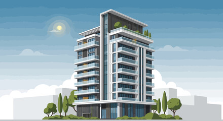 Modern High Rise Apartment Building Structure. © yanto