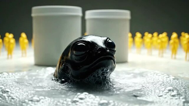 Black Plastic Bottle Cap Melting in Salt.