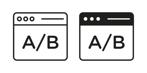 A B test icon, line pictogram on white. © basit