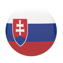 Obraz premium Slovakia flag glossy button icon isolated on white background national symbol 3d render