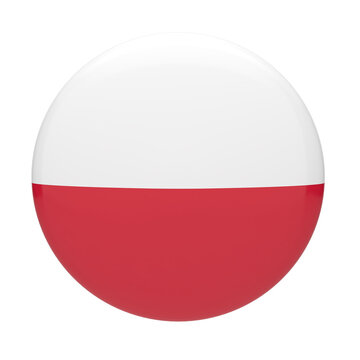 Poland flag glossy button icon isolated on white background national symbol 3d render